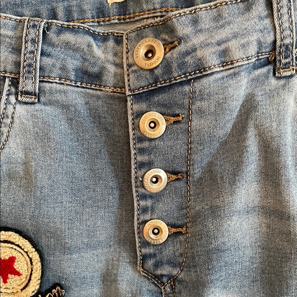 LEXXURY Patch Button-fly Skinny Urban Maximalism Grunge Streetwear Fun Jeans - Picture 10 of 16